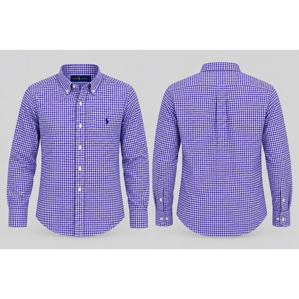 Ralph Lauren Shirt Men L Purple Pony Long Sleeve Button Down
